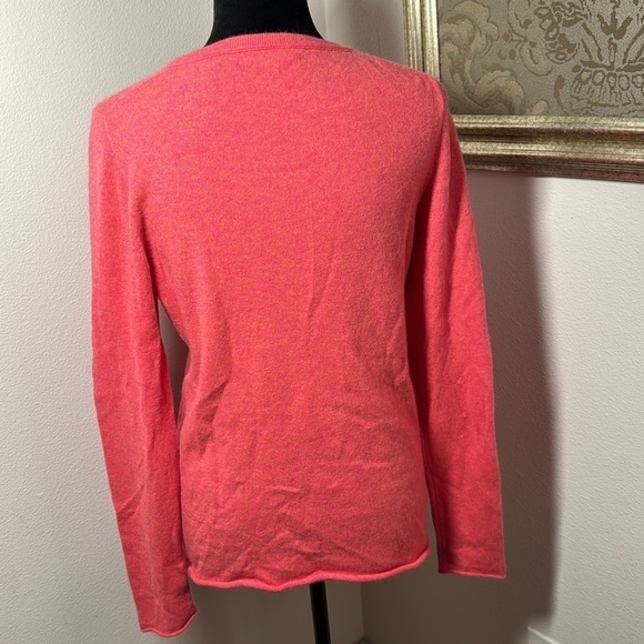 J. Crew Collection coral crew neck long sleeve Italian Cashmere Sz L sweater - Picture 4 of 10